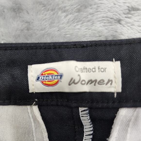 Dickies Pants Womens 4 Black Curvy Flat Front Straight Leg Twill Office Preppy - Picture 4 of 11